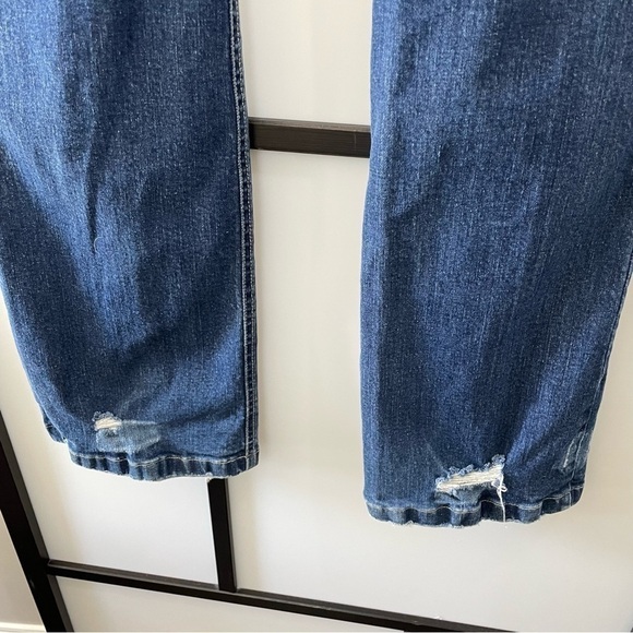 [27] Vintage Second Brand Low-Rise Flare Leg Distressed Ombre Blue Denim Jean - Picture 8 of 13